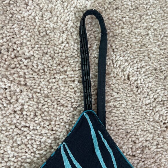 Eva Blue Dress Womens M Blue Floral Tropical Beaded Midi Y2K Whimsygoth Fairy - Picture 6 of 12